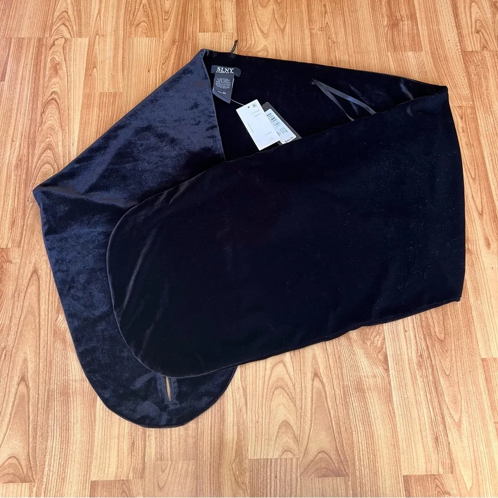 SLNY WOMEN BLACK VELVET SCARF